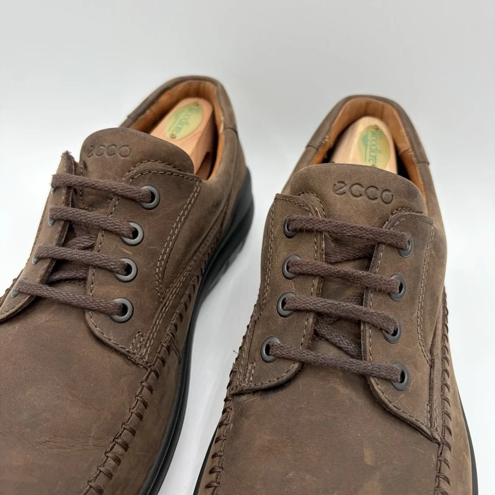 Ecco Seawalker Leather Shoes Mens 44 Brown 10 - 10.5 Comfort Oxfords Lace Up EUC